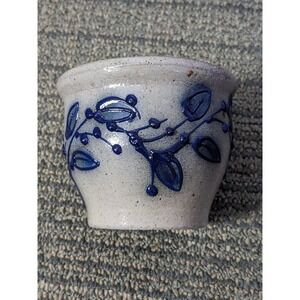 Vintage Salmon Falls Pottery Blueberry Berry Vine Votive Cup 2.5 Inch Salt Glaze